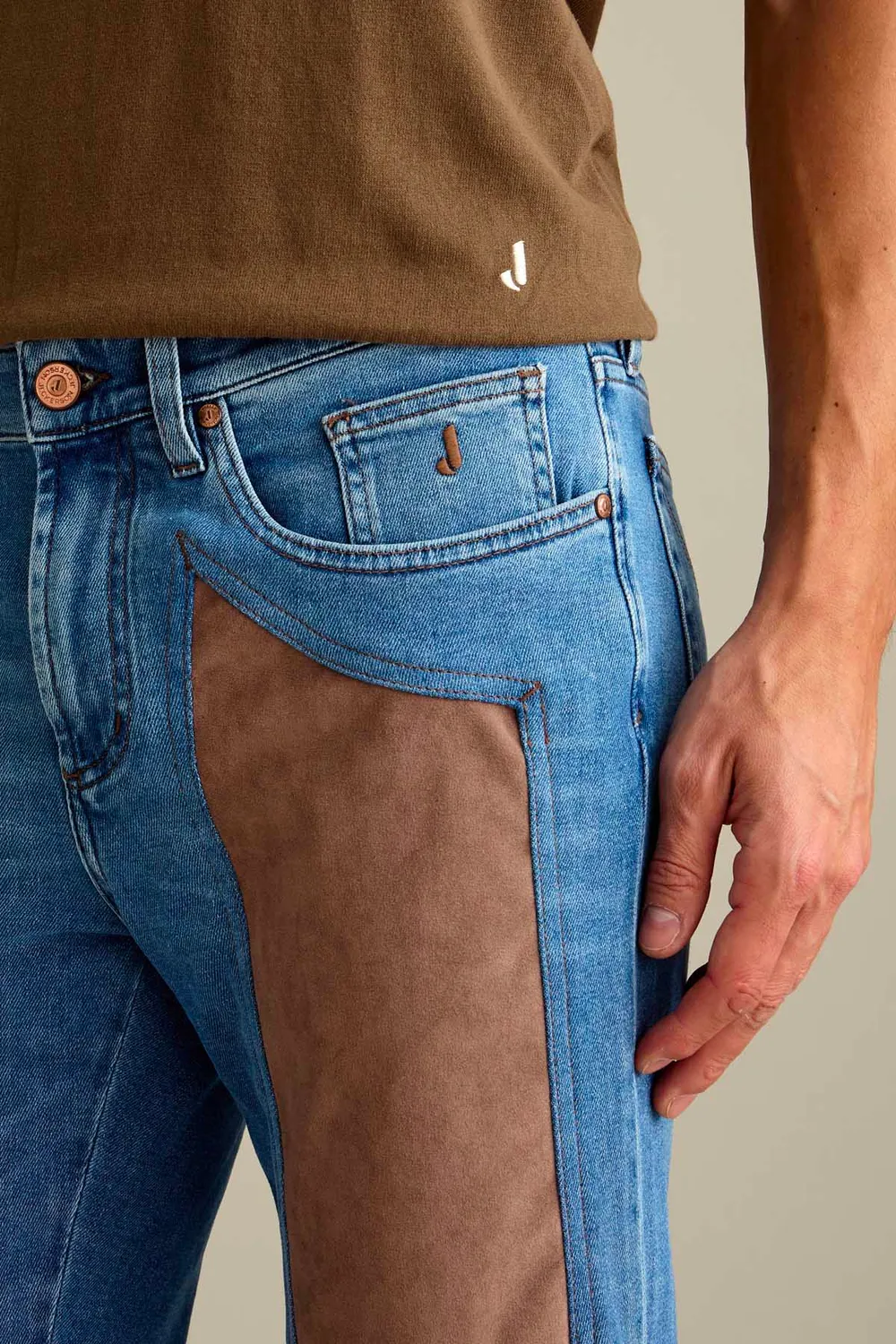 Jeckerson John Slim Fit Jeans Hellblau Alcantara Beige