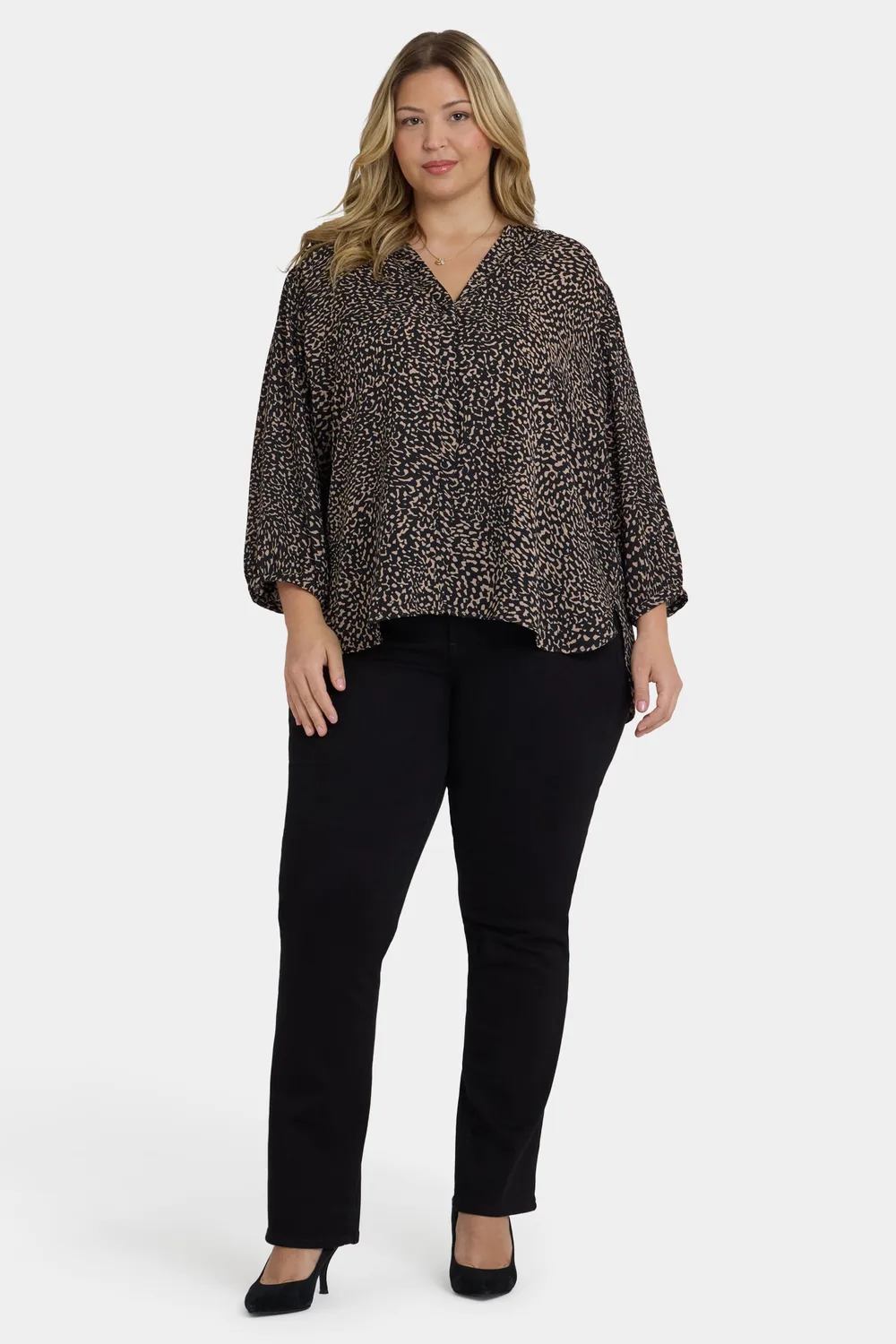 NYDJ Pintuck Bluse Plus Camille le Vie 3/4 Arm