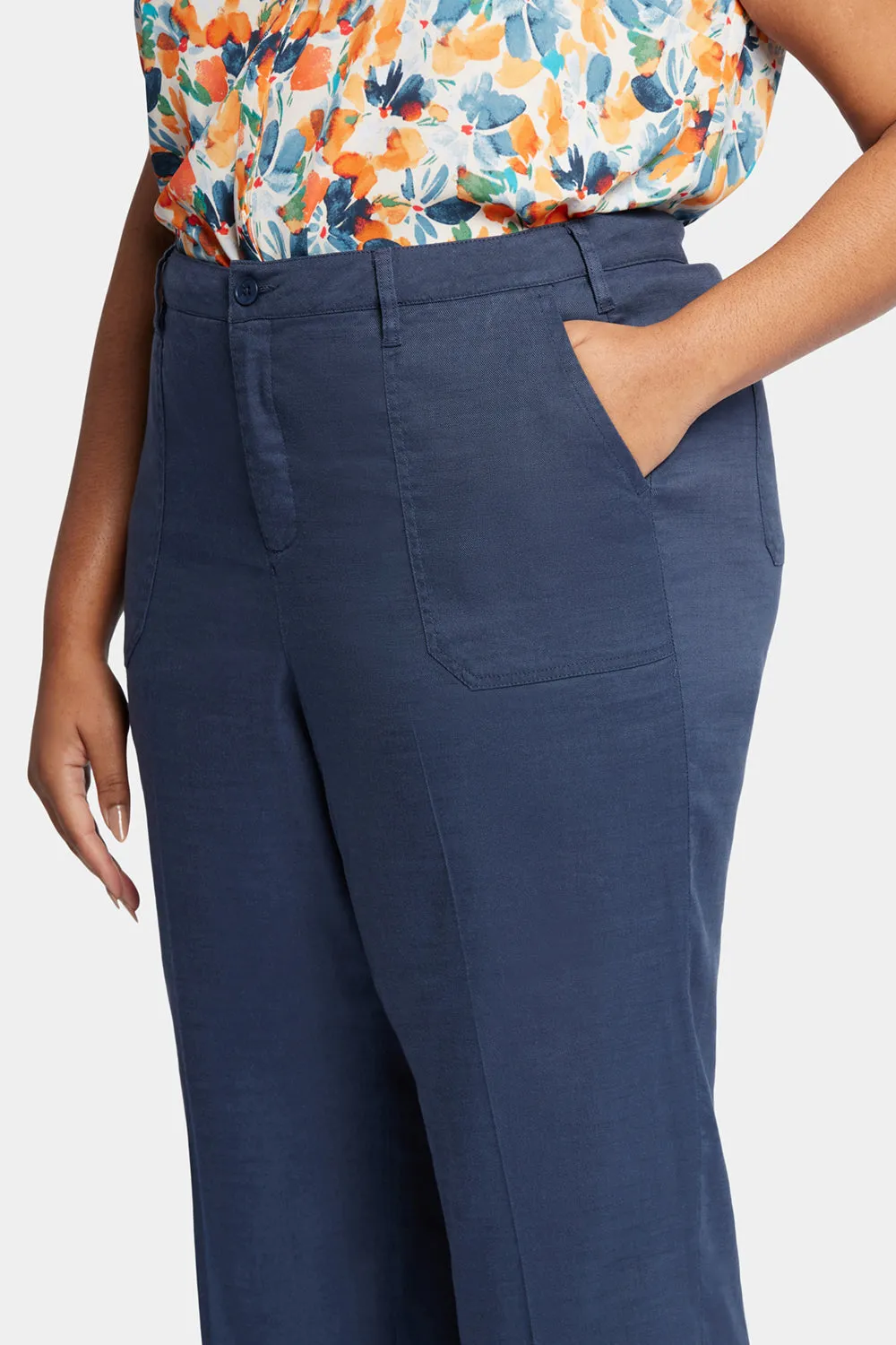 NYDJ Wide Leg Cargo Capri Hose Oxford Navy Plus Size