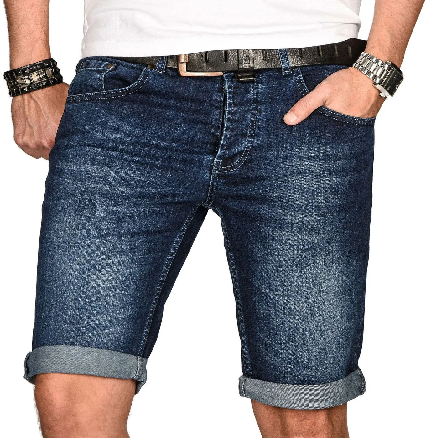 Alessandro Salvarini Jeansshorts Slim 31W Hellblau Washed