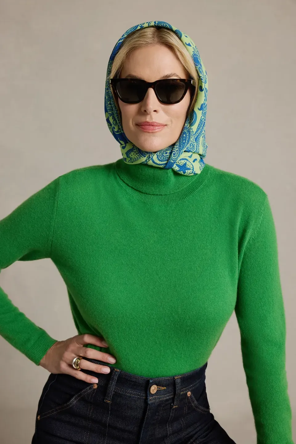NYDJ Cashmere Essential Turtleneck Sweater Rolli Fern Kaschmir