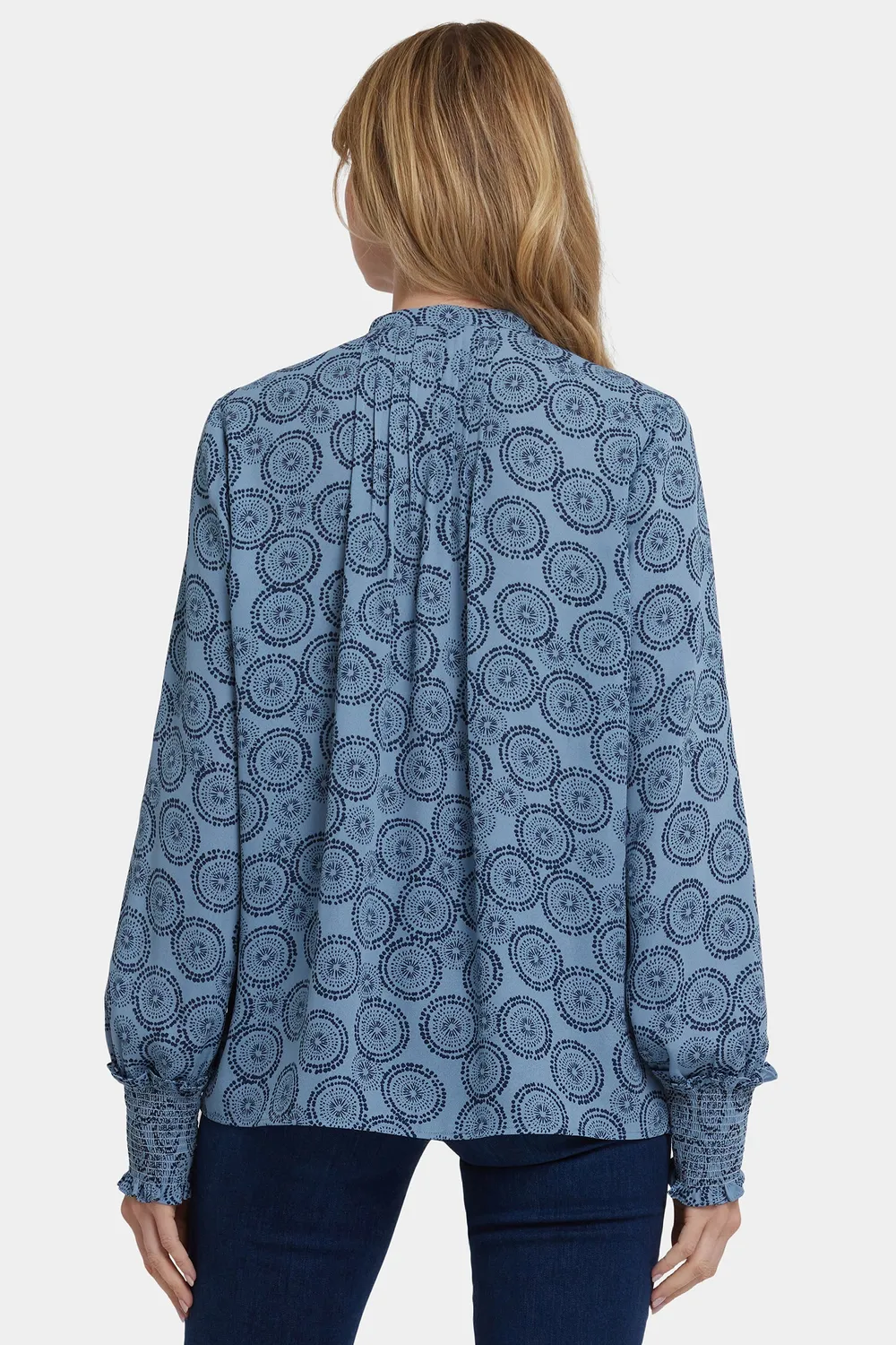 NYDJ Pleated Peasant Bluse Rain Garden Langarm
