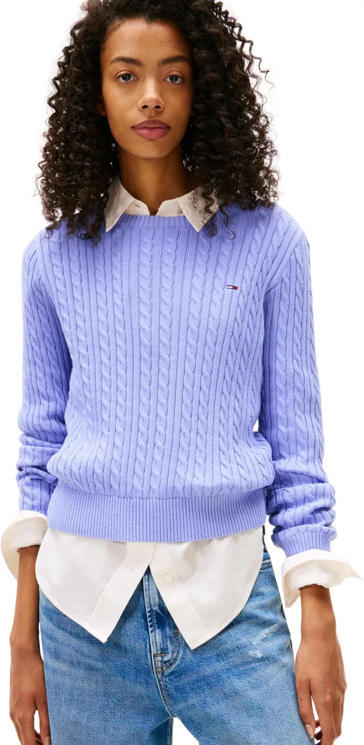 Tommy Jeans Cable Essential Pullover L Zopfstrick schwarz