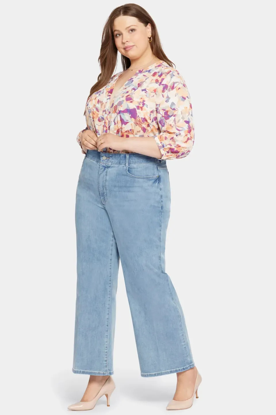 NYDJ Waist-Match Major Wide Leg Jeans Plus Crystalline
