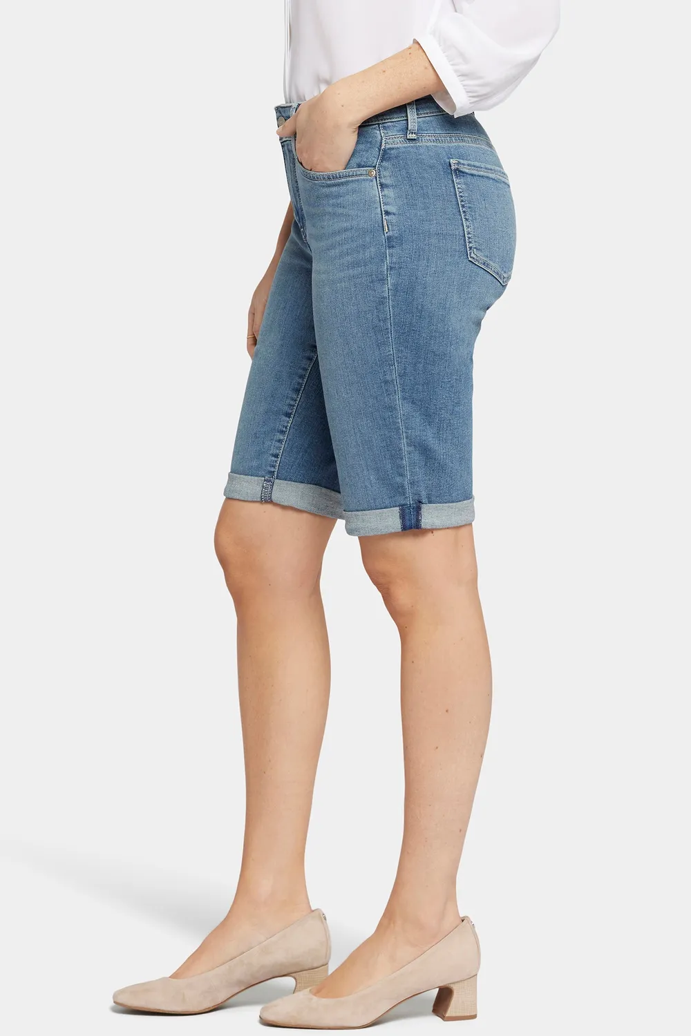 NYDJ Briella 11 Inch Denim-Shorts Heyburn Wash mit Umschlag