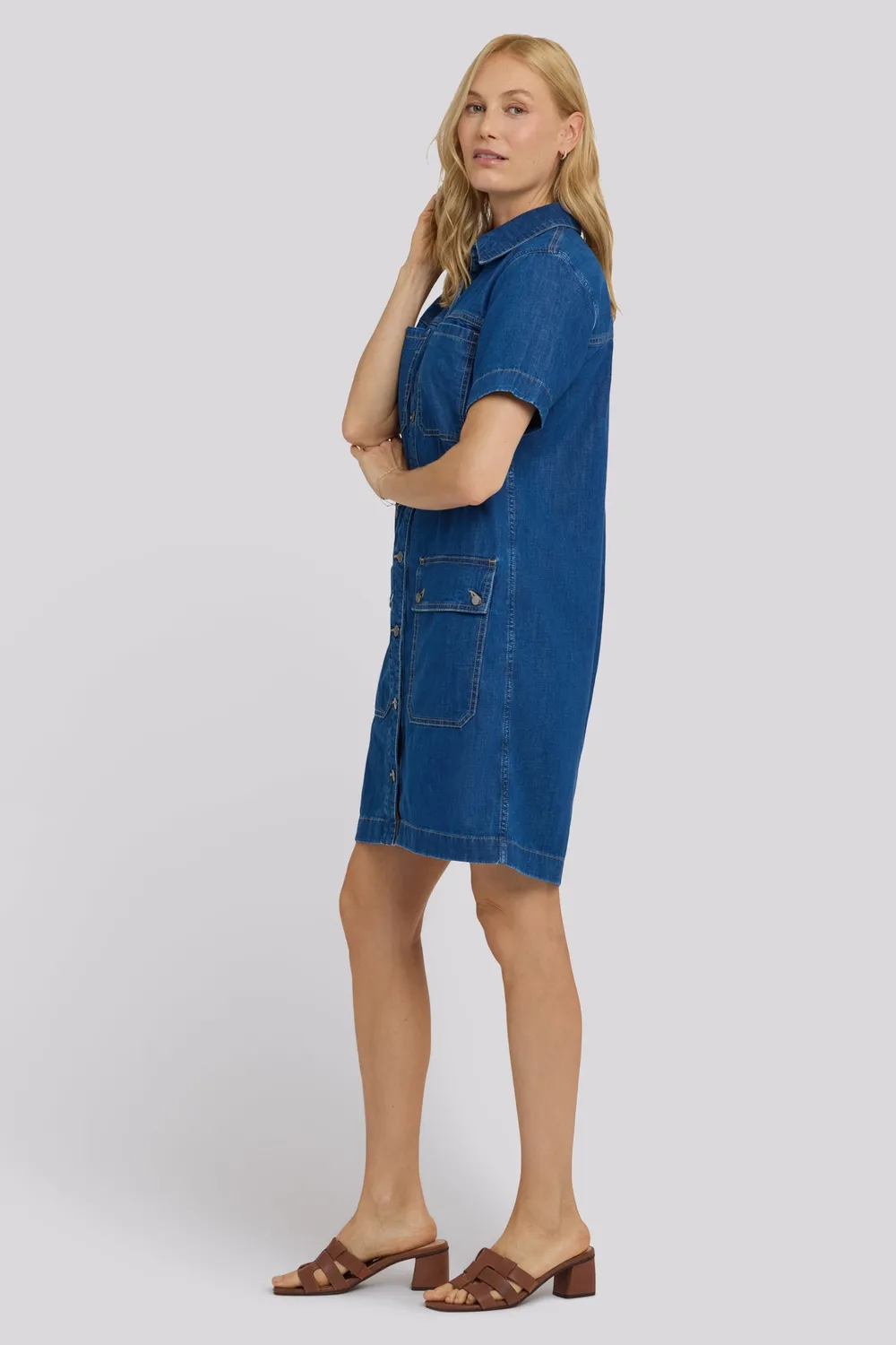 NYDJ Denim Utility Kleid Medium Indigo Baumwolle