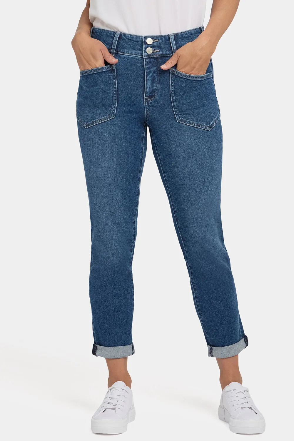 NYDJ Margot Girlfriend Petite Jeans Lake Notre-Dame blau