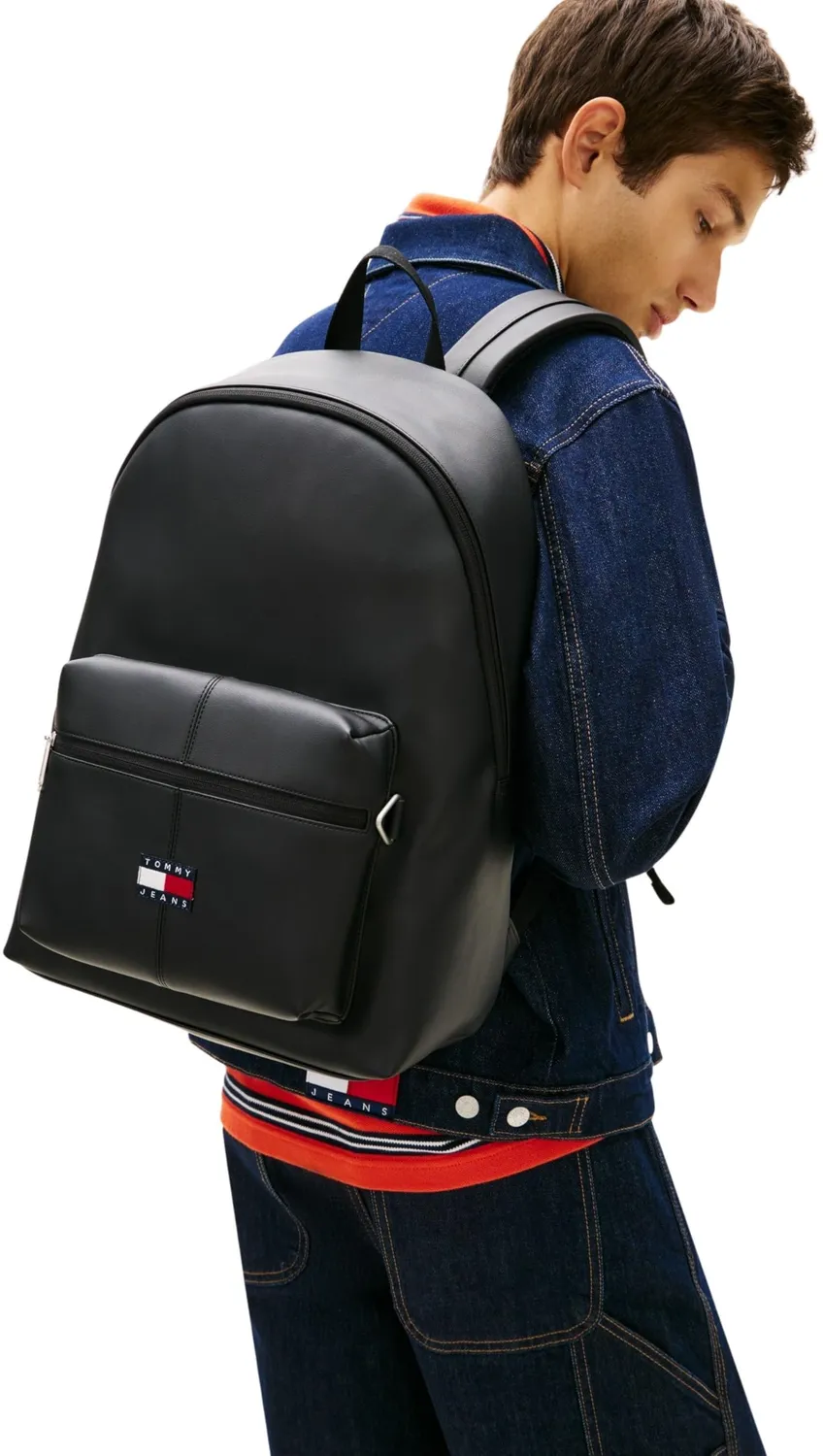 Tommy Jeans Essential Daily Rucksack schwarz Außenfach