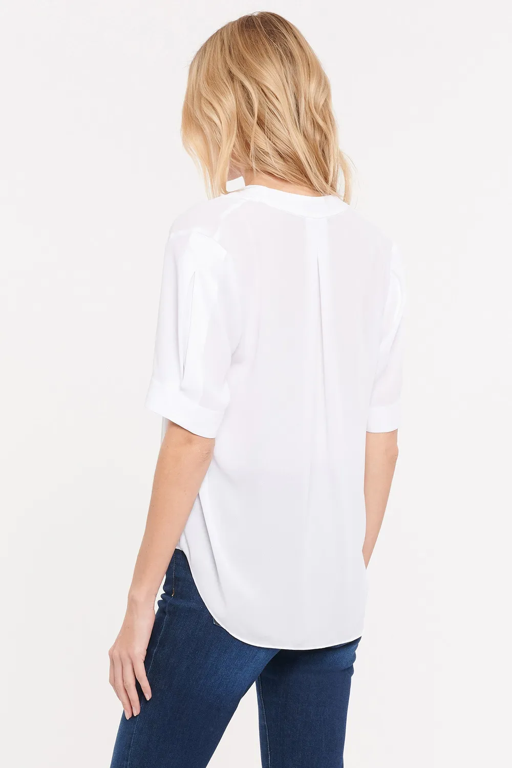 NYDJ Charming Top Optic White V-Ausschnitt