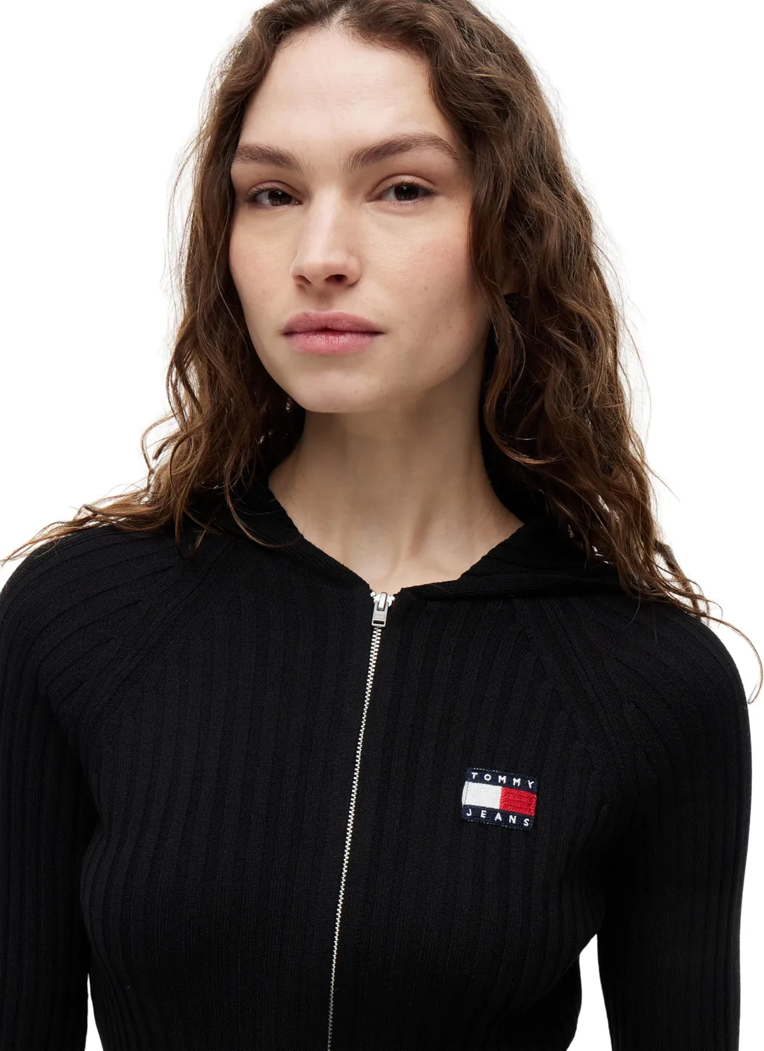 Tommy Jeans TJW Hood Zipper Rib Cardigan Strickjacke XL Kapuze
