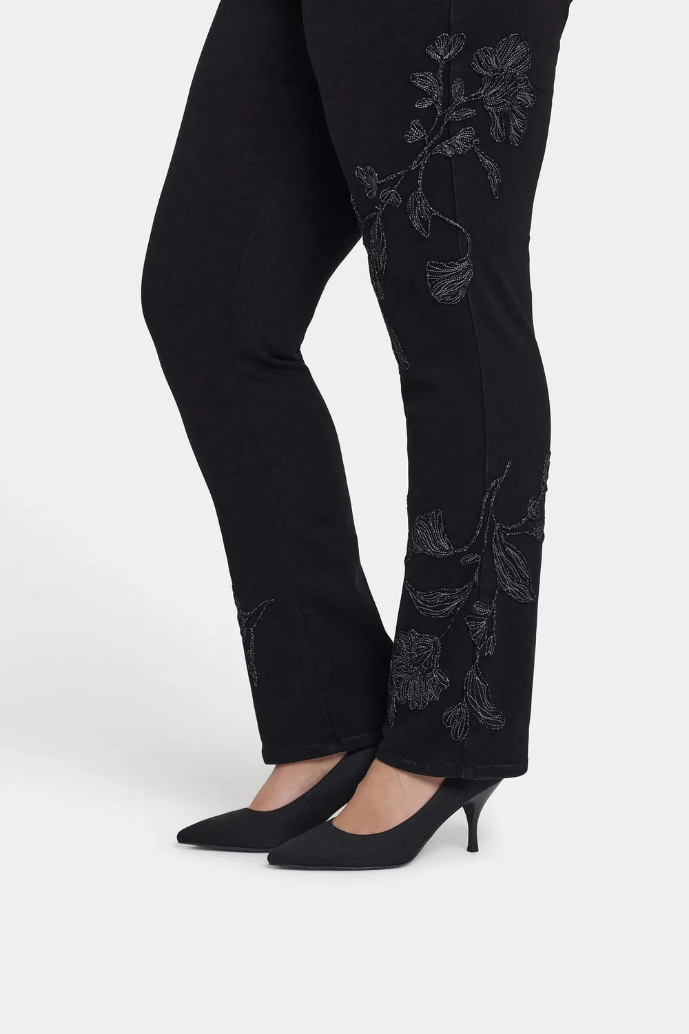 NYDJ Marilyn Straight Plus-Size Jeans Black Rinse bestickt
