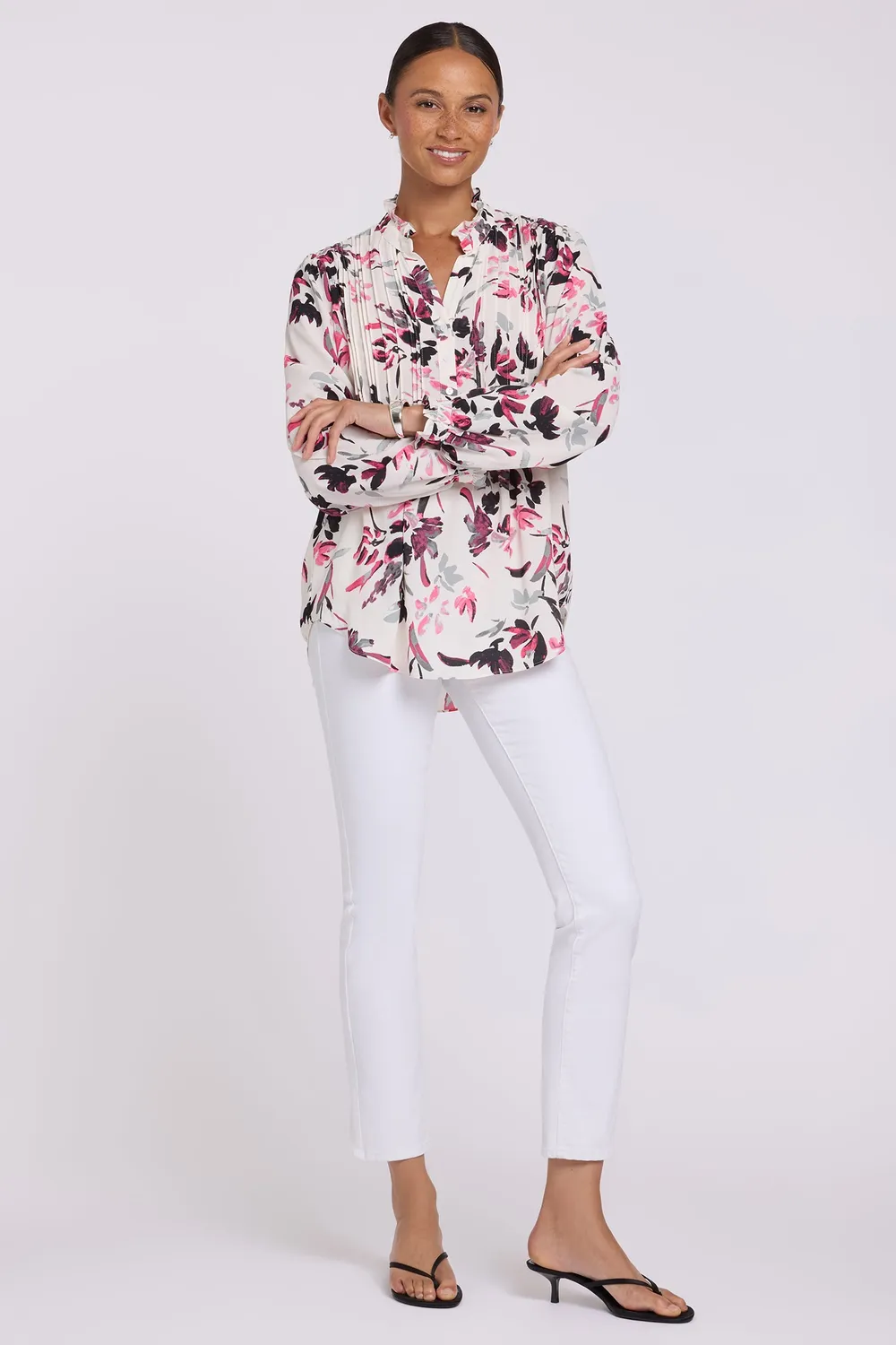 NYDJ Pleated Front Tunika Starlight Garden Rüschen