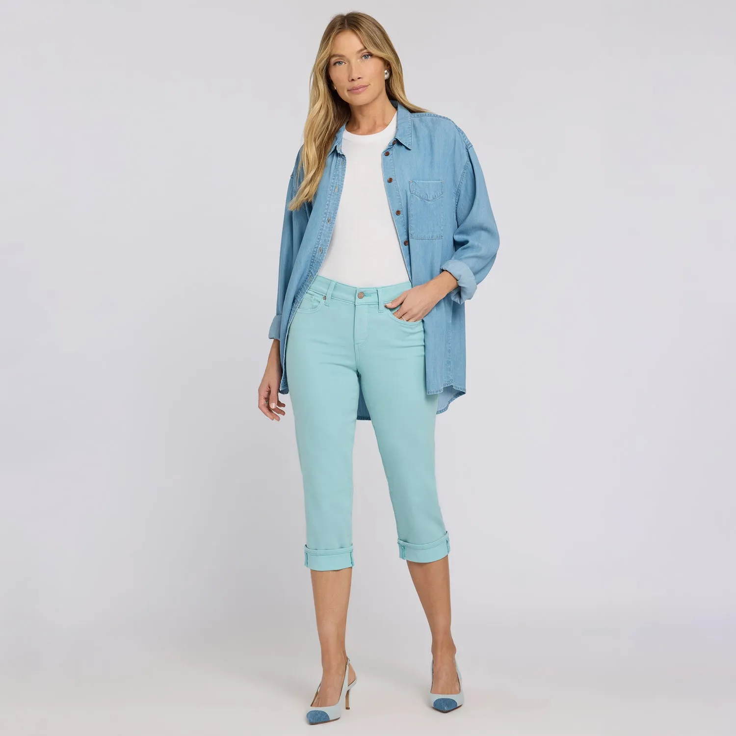 NYDJ Marilyn Straight Crop Jeans Aqua Haze Cool