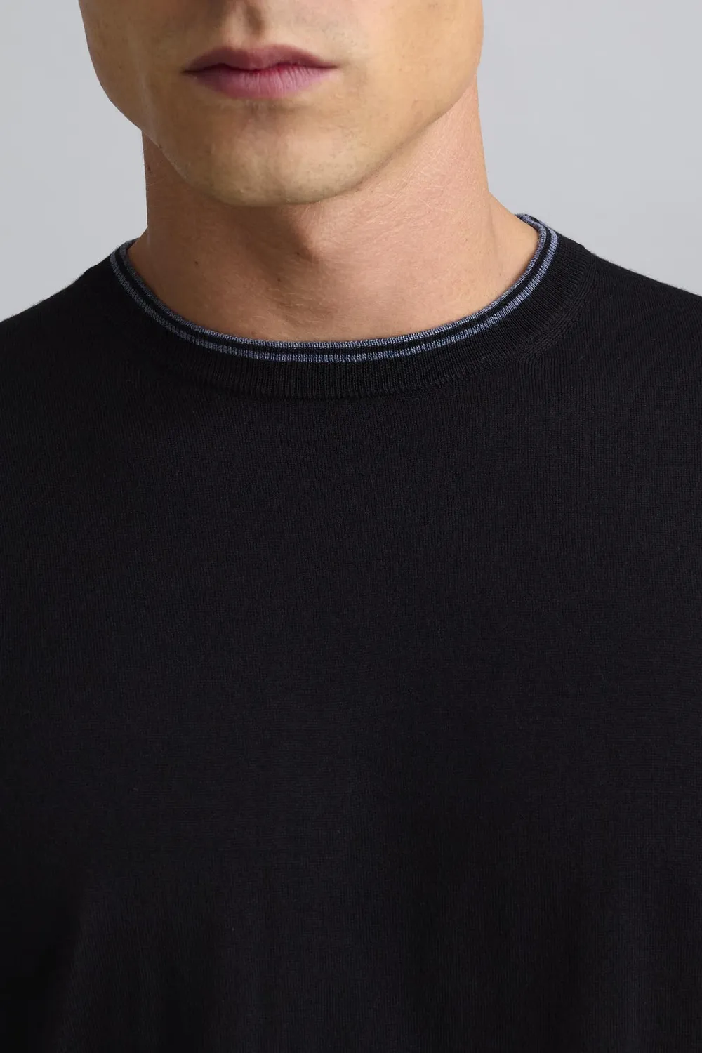 Jeckerson Girocollo Pullover Herren schwarz Wolle Rundhals