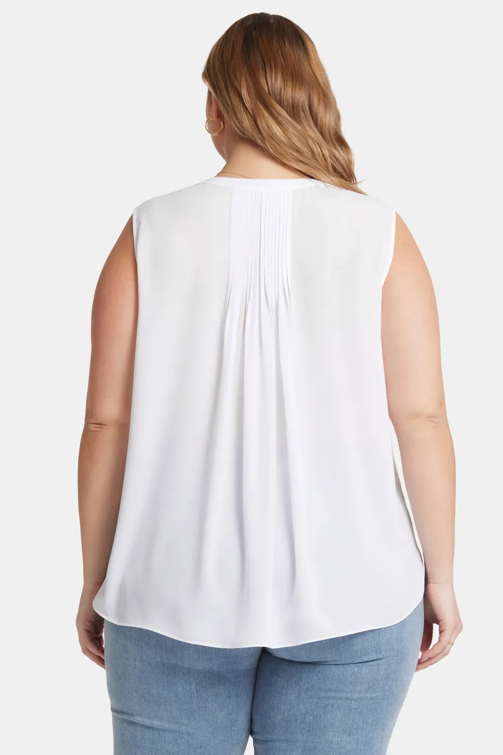 NYDJ Pintuck Ärmellose Bluse Optic White 2X