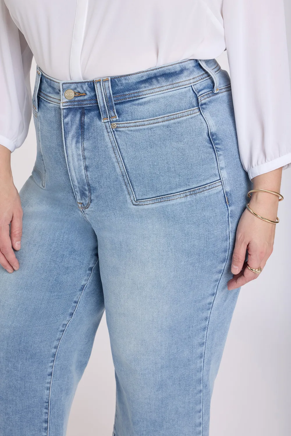 NYDJ Brigitte Wide Leg Capri Jeans Plus Size Mist Springs blau