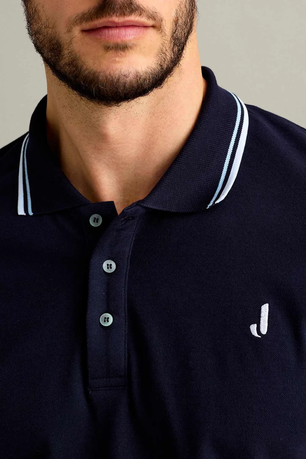 Jeckerson Polo 3-Knopf Piqué dunkelblau