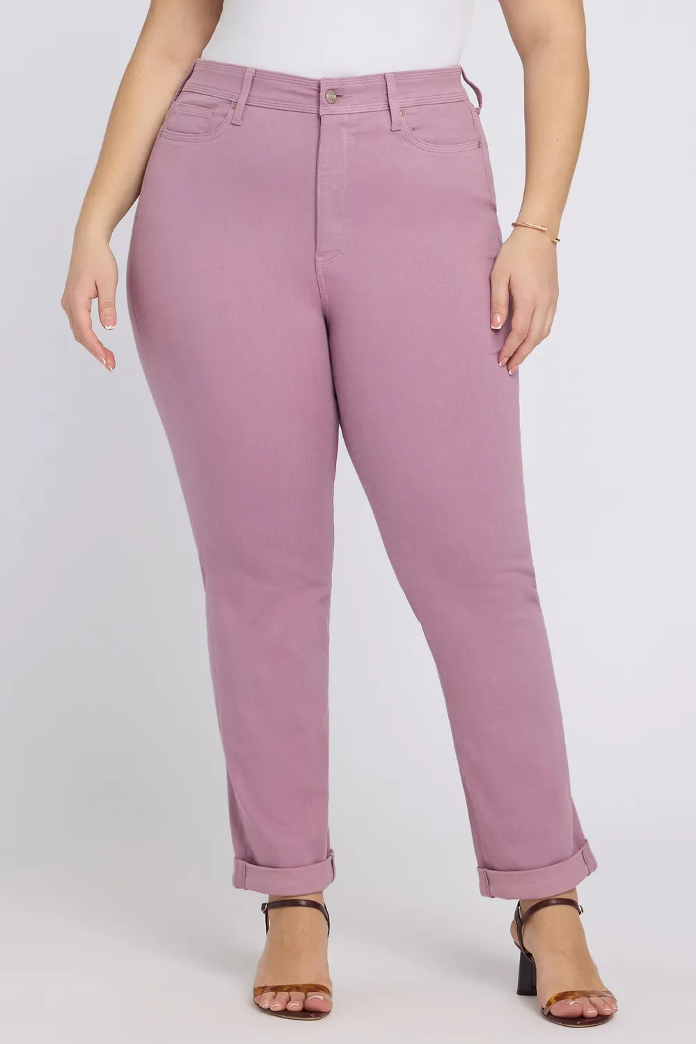 NYDJ Marilyn Straight Jeans Plus Dusky Daisy rosa
