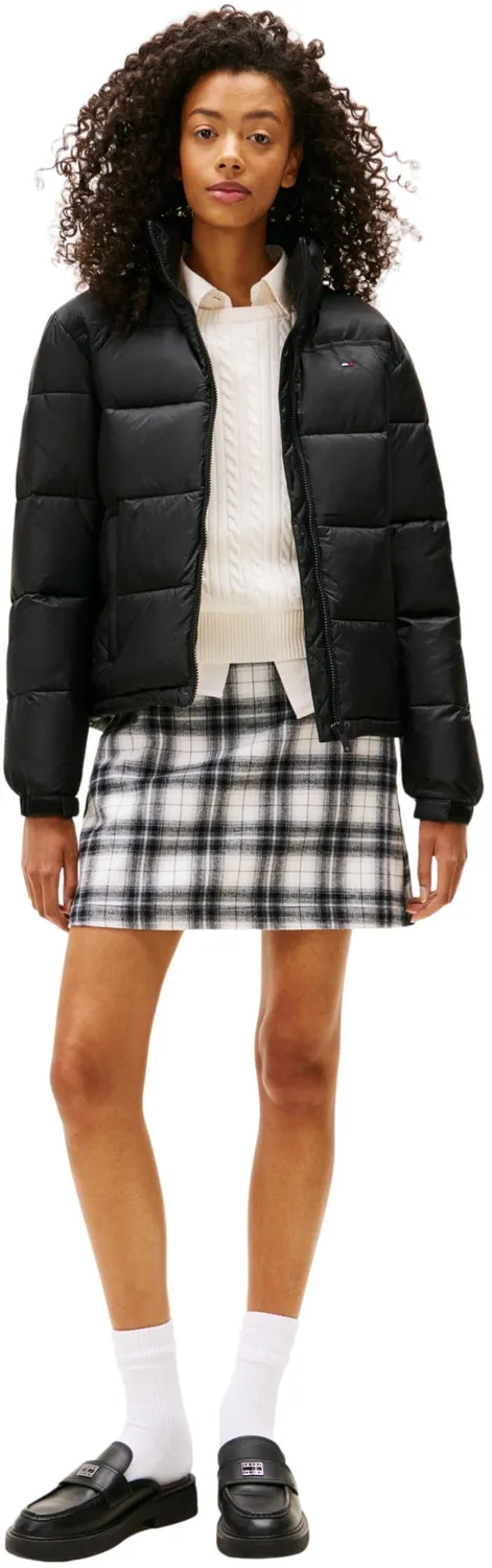 Tommy Jeans Pufferjacke Damen 2XL Schwarz Verstaubare Kapuze Winter
