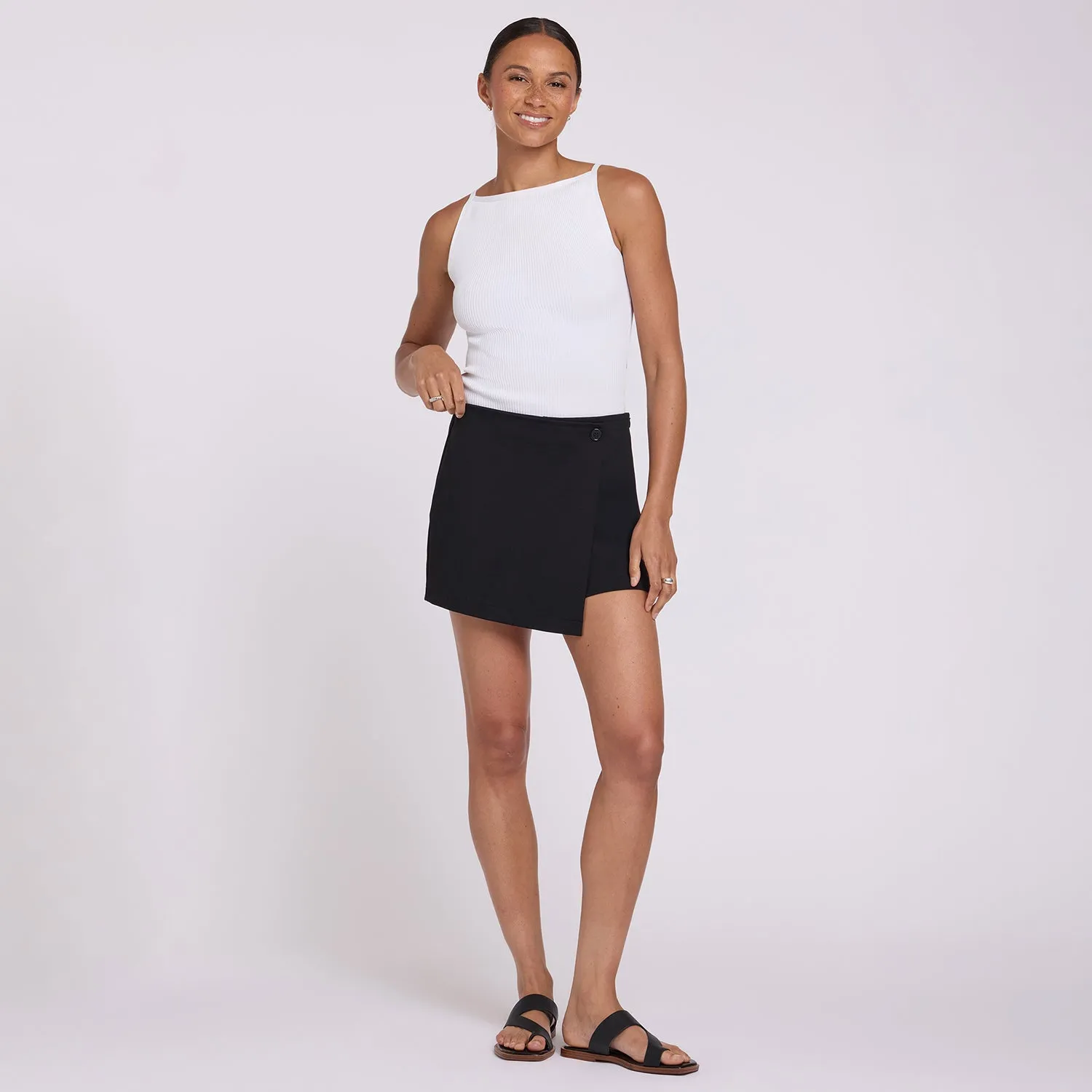 NYDJ Skort Ponte Schwarz Mini mit Hose Lift Tuck