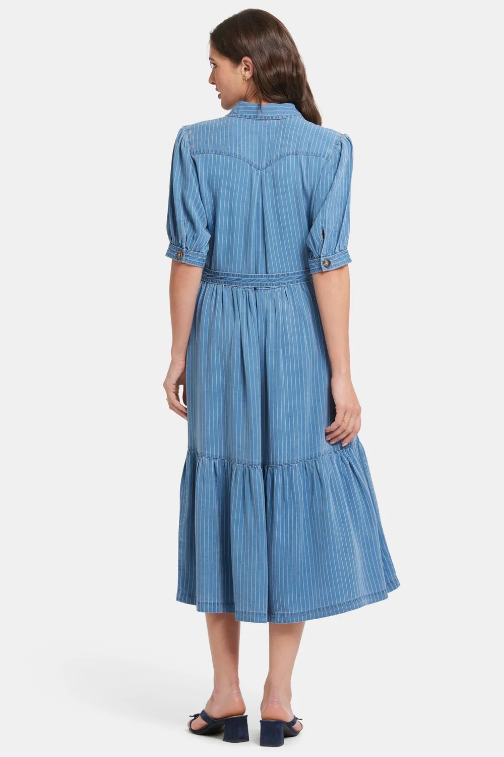 NYDJ Kate Ruffle Kleid Light Marine gestreift
