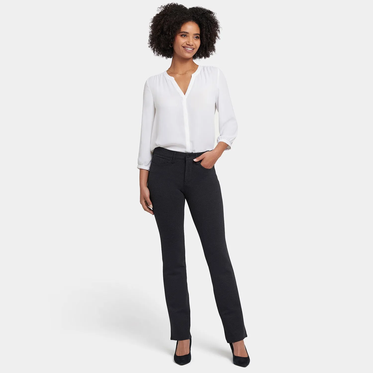 NYDJ Marilyn Straight Pants Charcoal Stoffhose Grau Shape