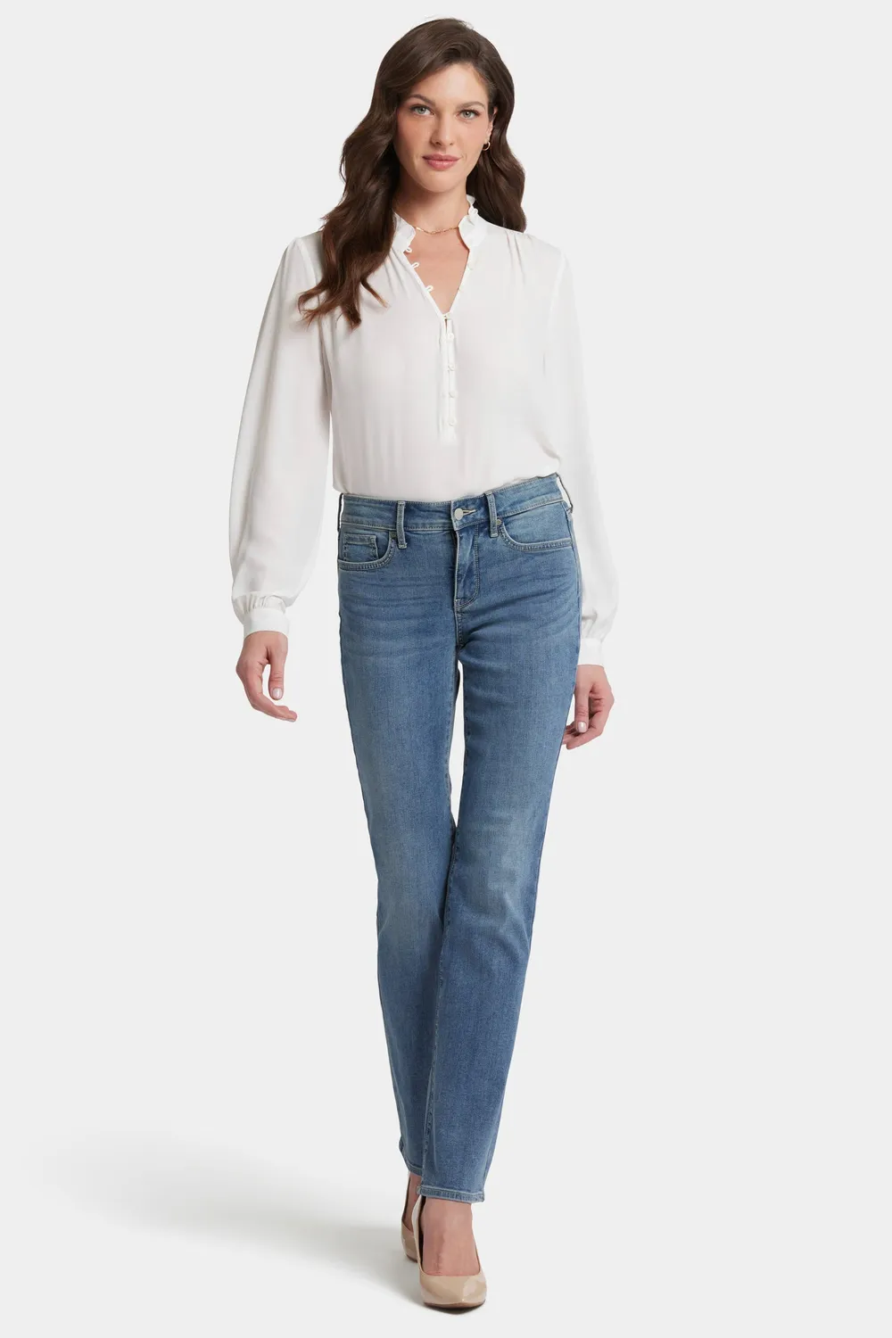 NYDJ Marilyn Straight Jeans Petite Heyburn Wash gerader Schnitt