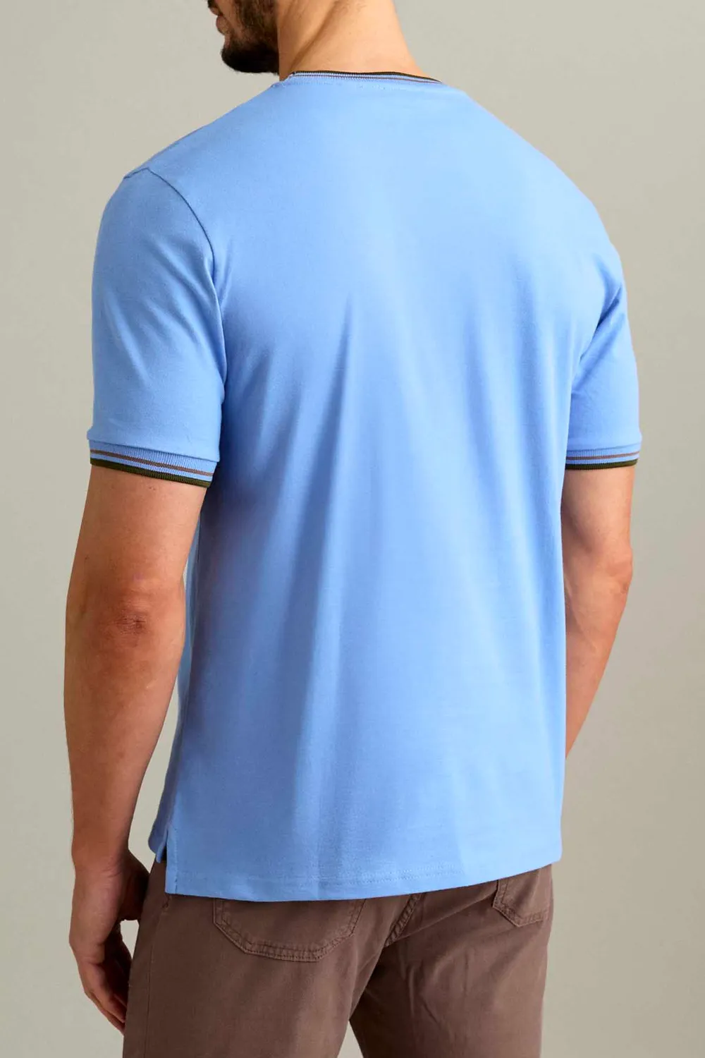 Jeckerson T-Shirt Kurzarm Pique Hellblau Baumwolle