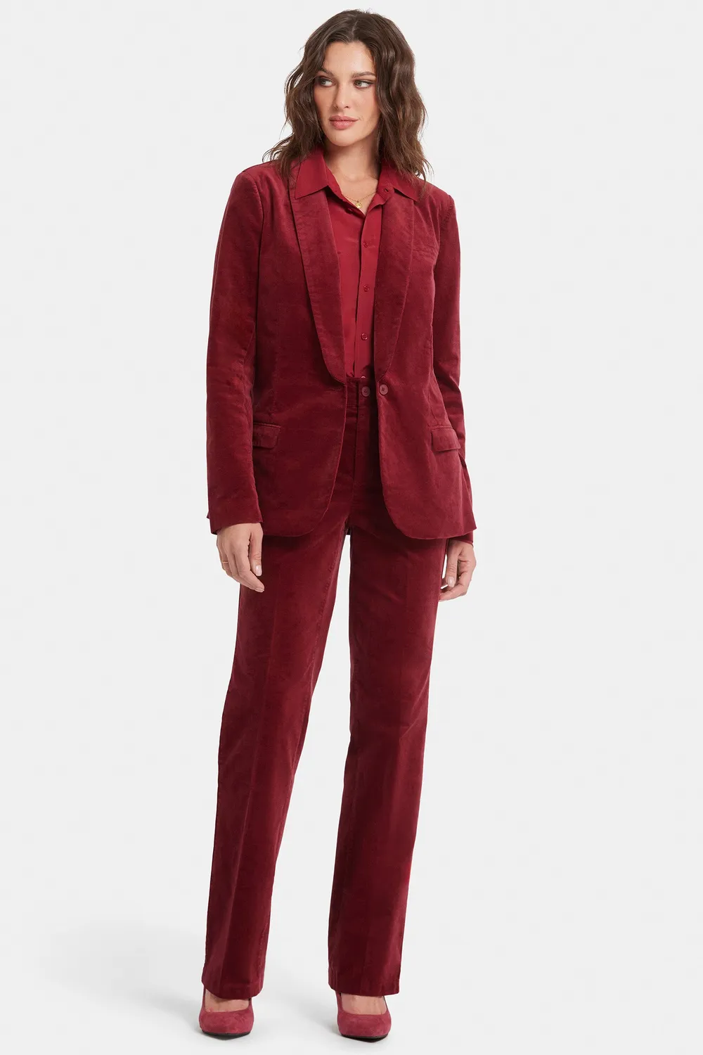 NYDJ Tuxedo Blazer Samtblazer Wild Currant Rot