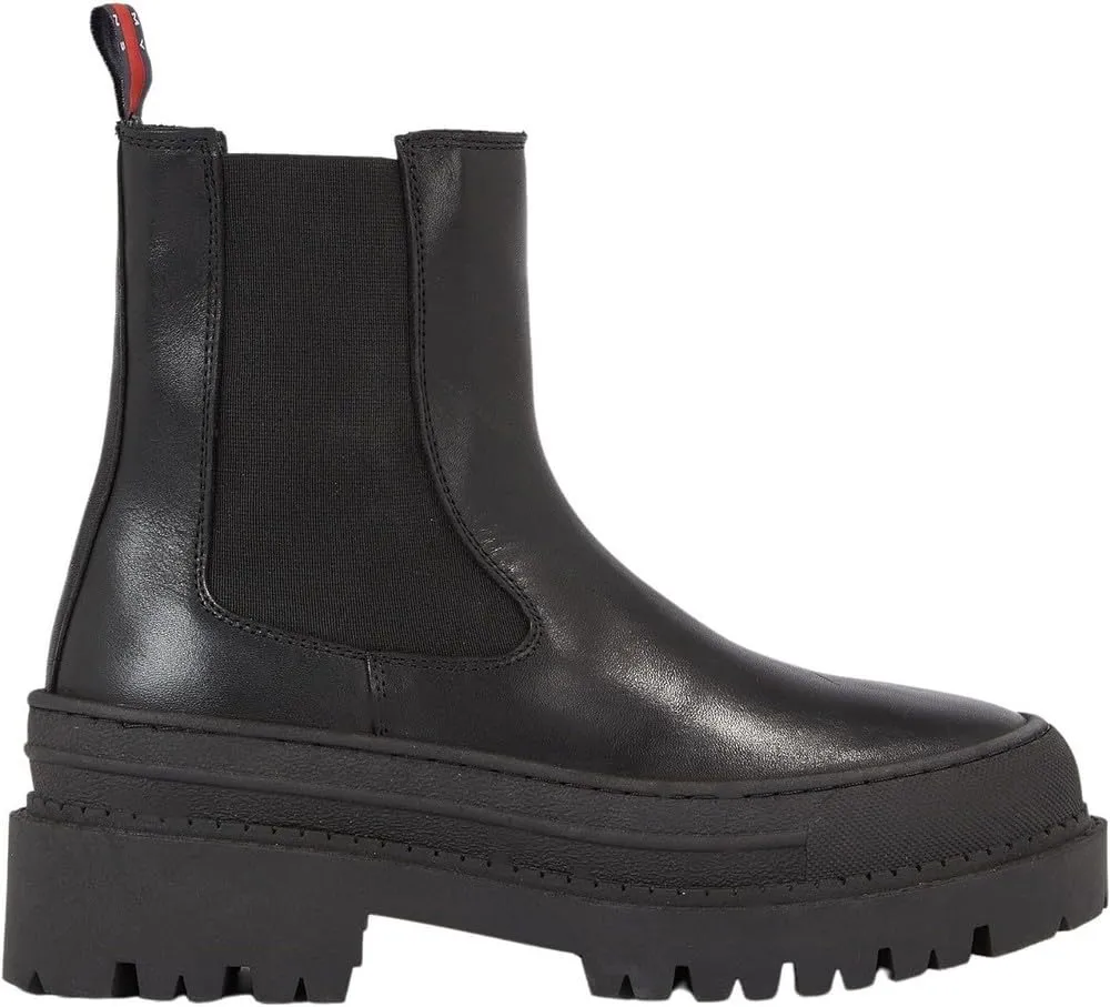 Tommy Jeans Mid Boot Damen Lederstiefel Schwarz 40