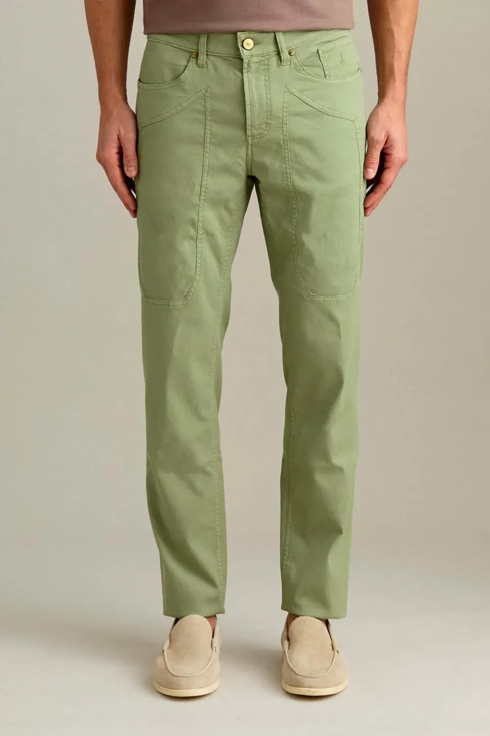 Jeckerson John Slim Fit Hose Salbeigrün Microstruktur