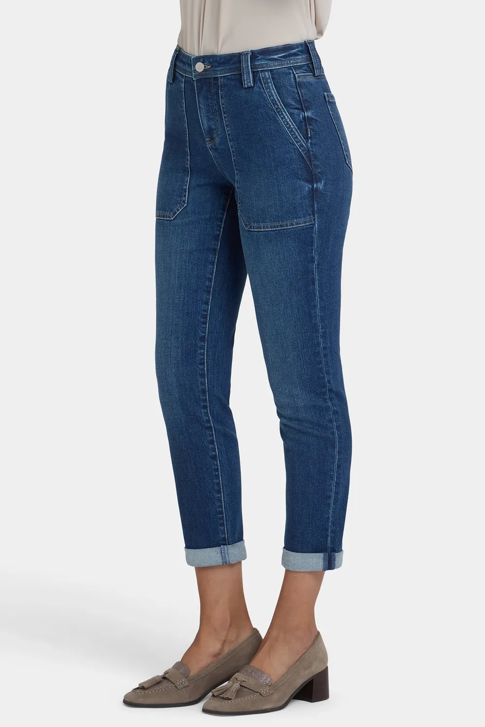 NYDJ Margot Girlfriend Jeans Petite Vintage Lapis Blau
