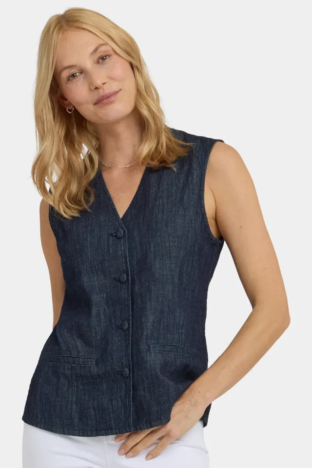NYDJ Denim Vest Jeansweste Dark Indigo aus Baumwolle
