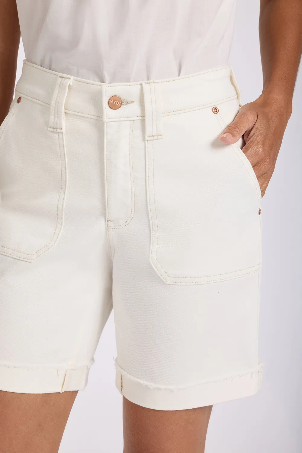 NYDJ Diana Relaxed Denim Shorts Vintage White