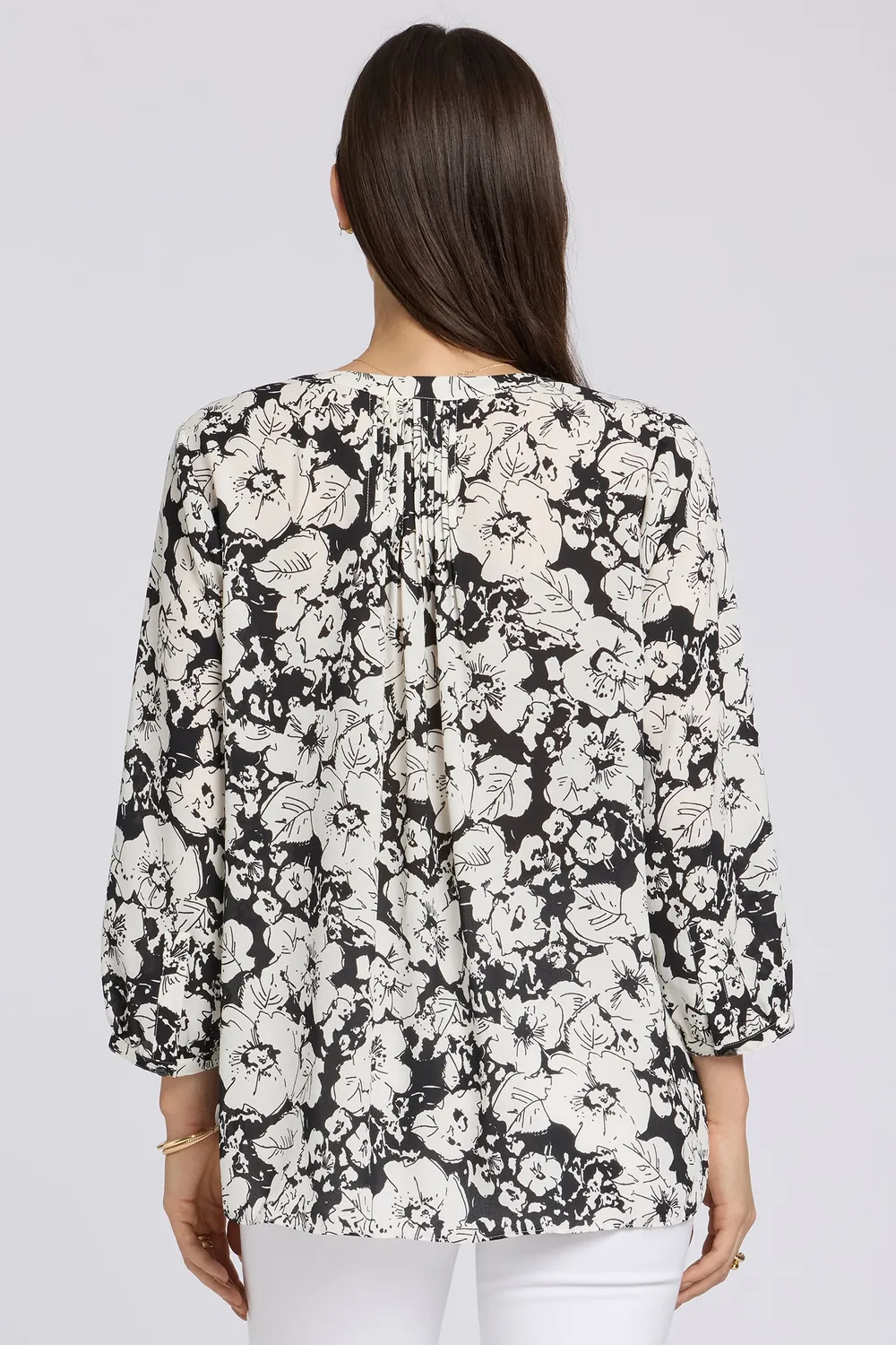 NYDJ Pintuck Bluse Poignant Poppies Floral