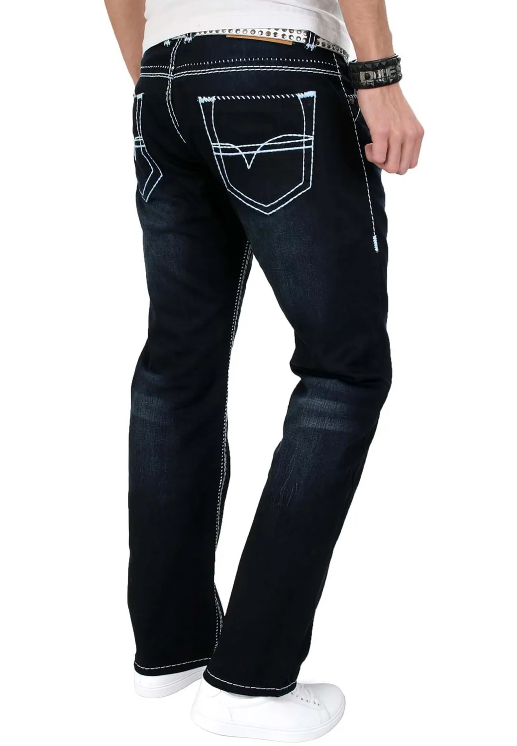 Alessandro Salvarini Designer Herrenjeans Ocean Blue 42W/36L Comfort-Fit