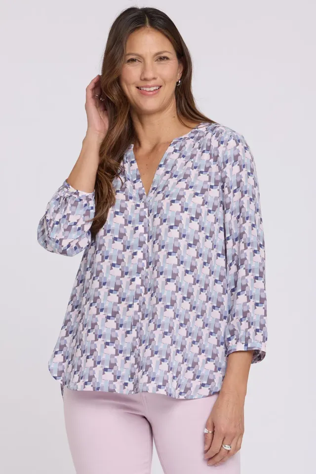 NYDJ Pintuck Bluse Aurora Abstract 3/4-Arm
