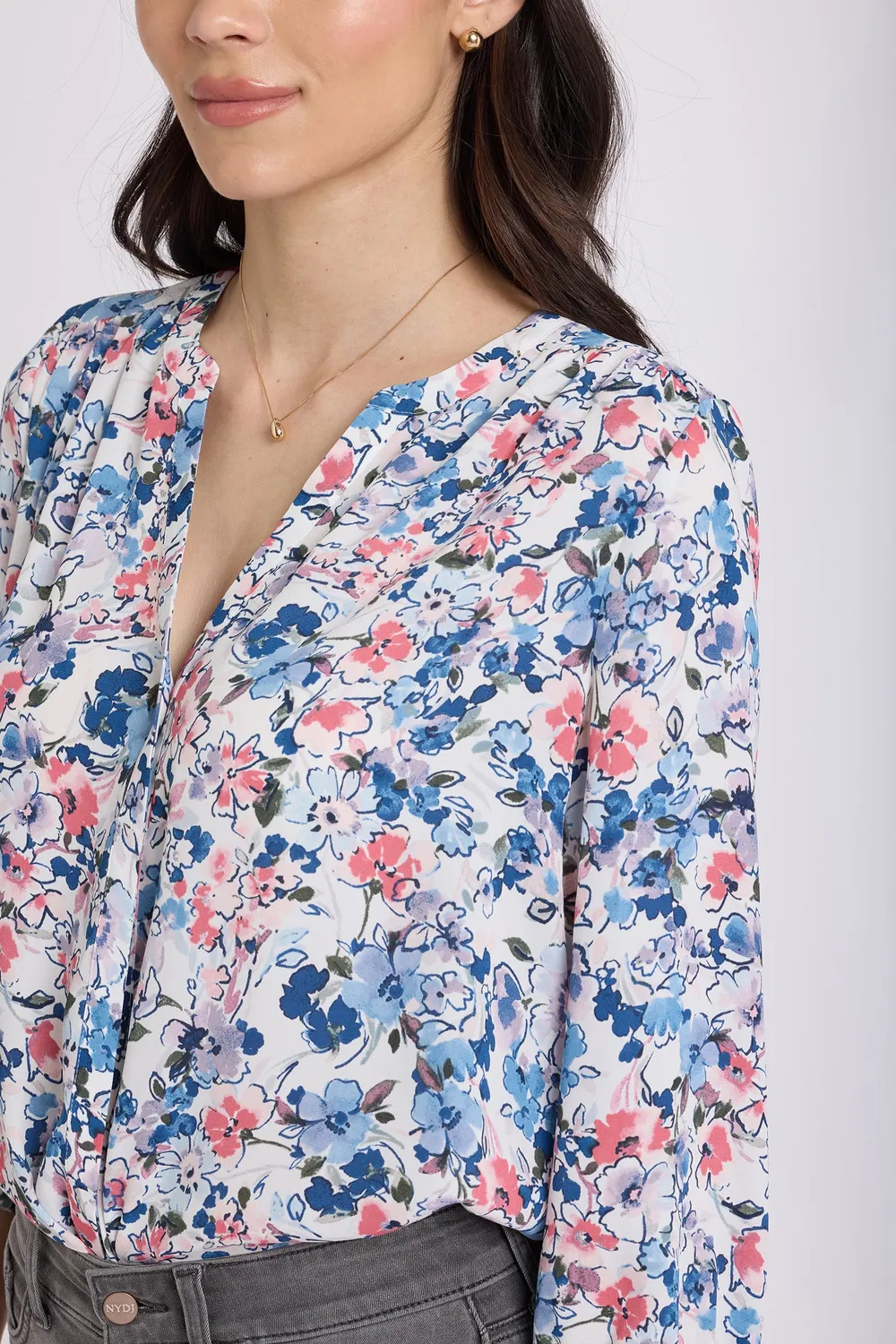 NYDJ Pintuck Bluse Desert Blooms floral rosa