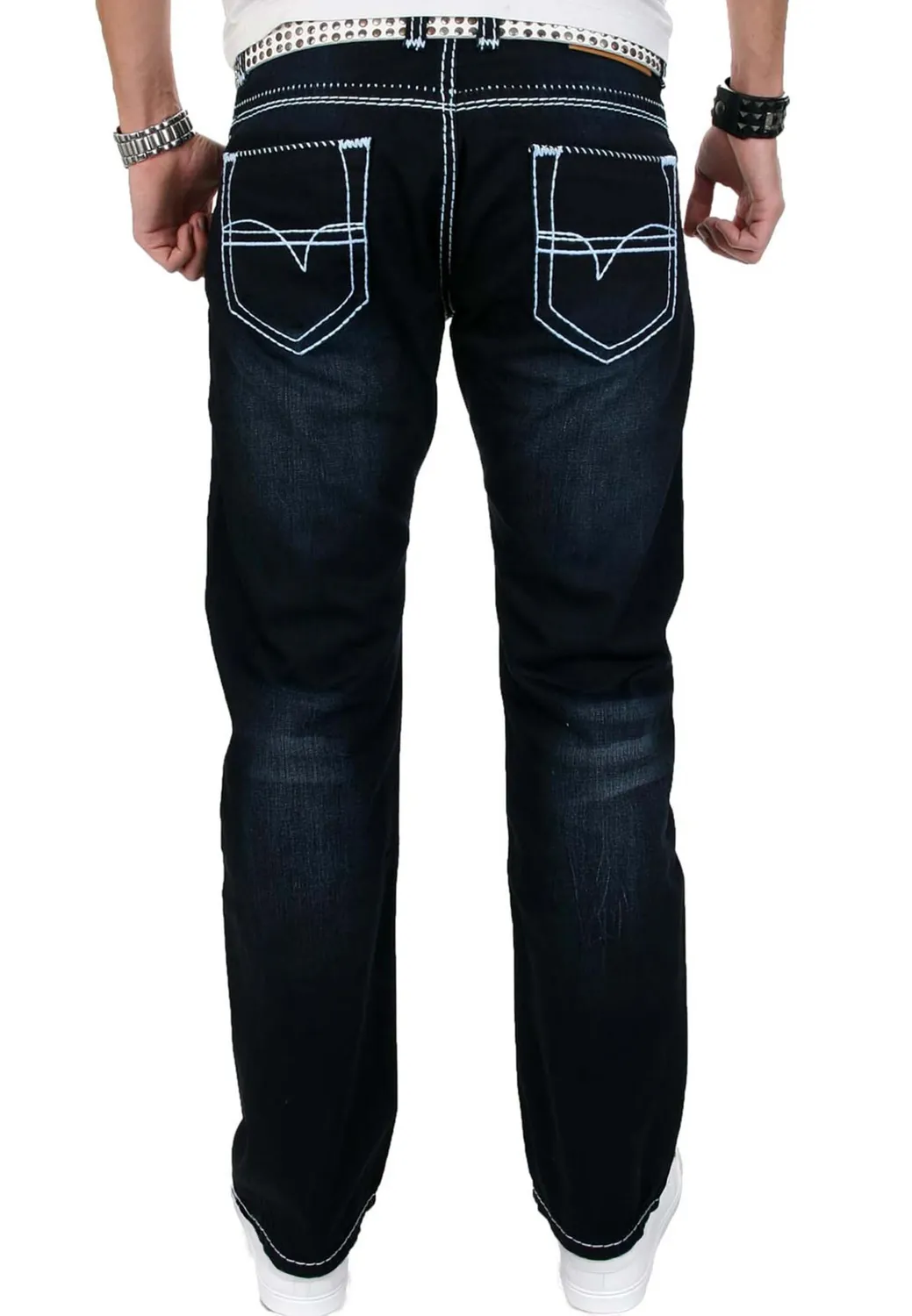 Alessandro Salvarini Designer Herrenjeans Ocean Blue 42W/36L Comfort-Fit