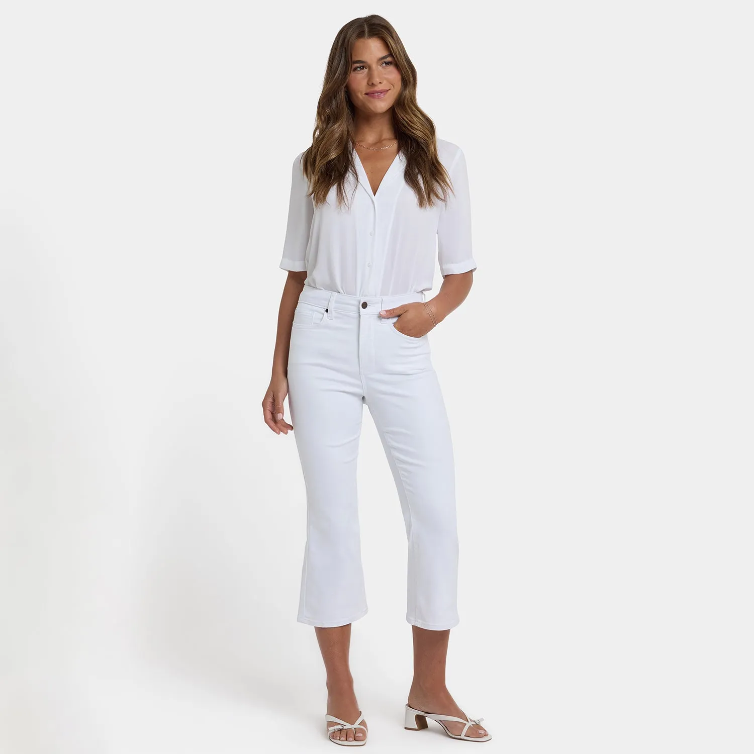 NYDJ Monica Kick Flare Crop Jeans Optic White Stretch