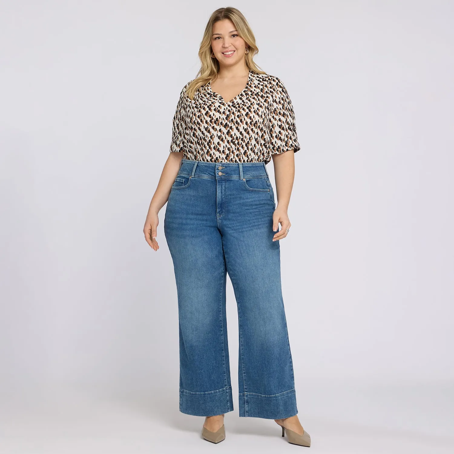NYDJ Teresa Wide Leg Jeans Breezy Palms Plus Size