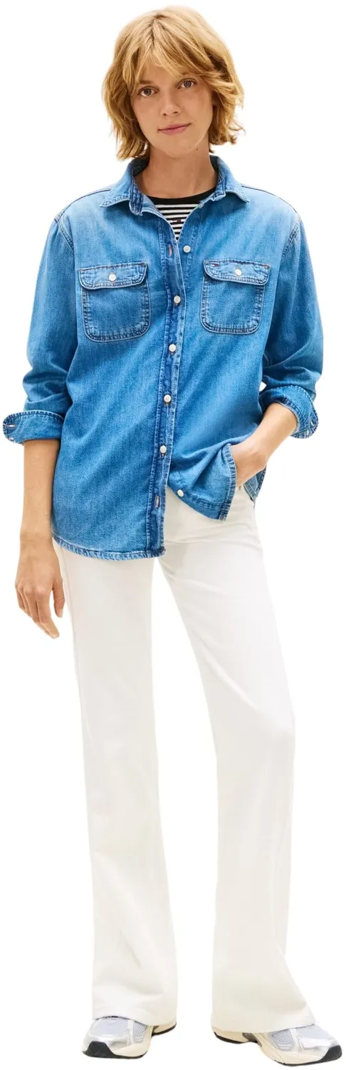 Tommy Jeans Jeanshemd Damen Relaxed Blau Denim Gr. L