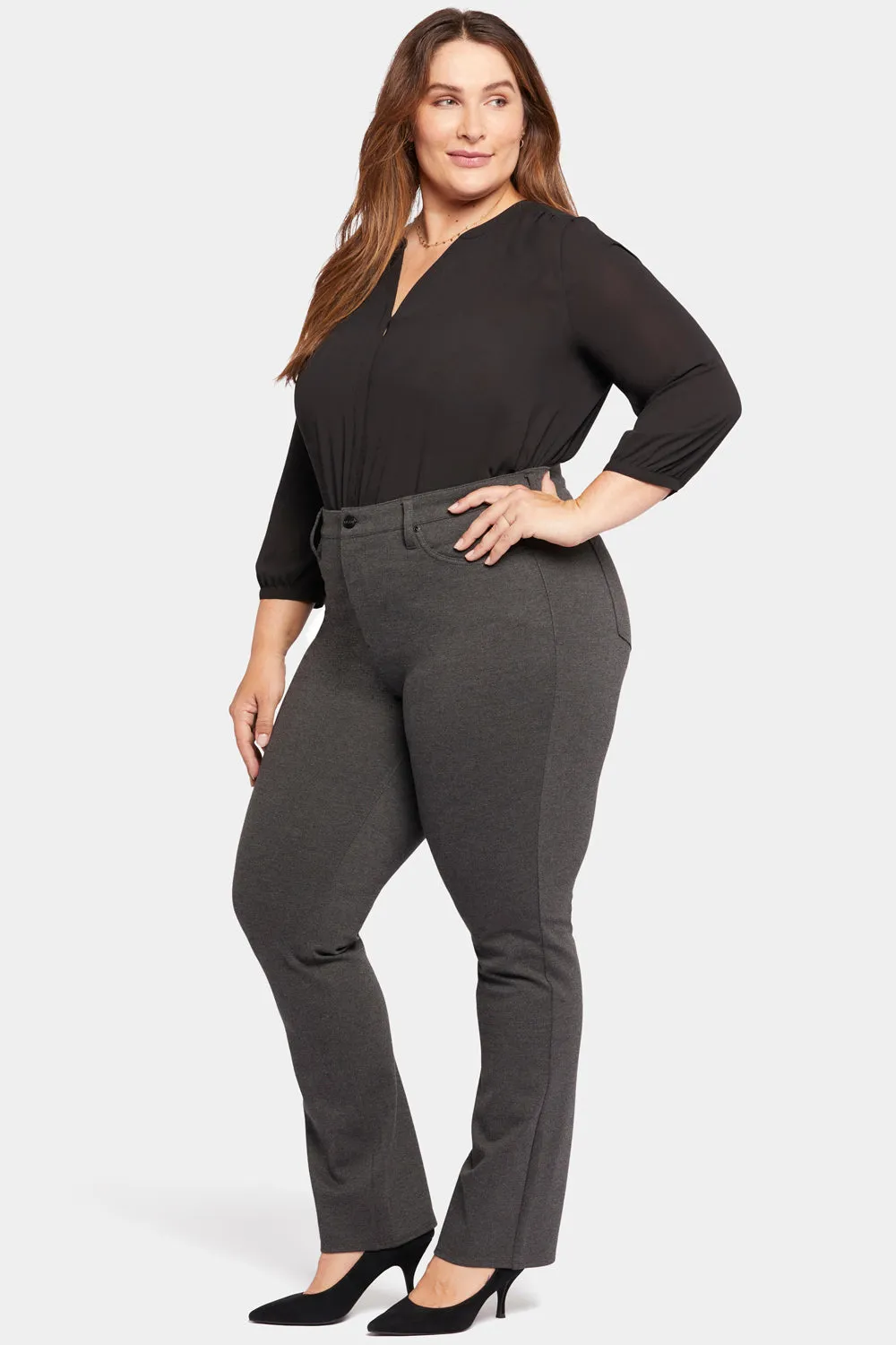 NYDJ Marilyn Straight Hose Plus Size Charcoal Ponte
