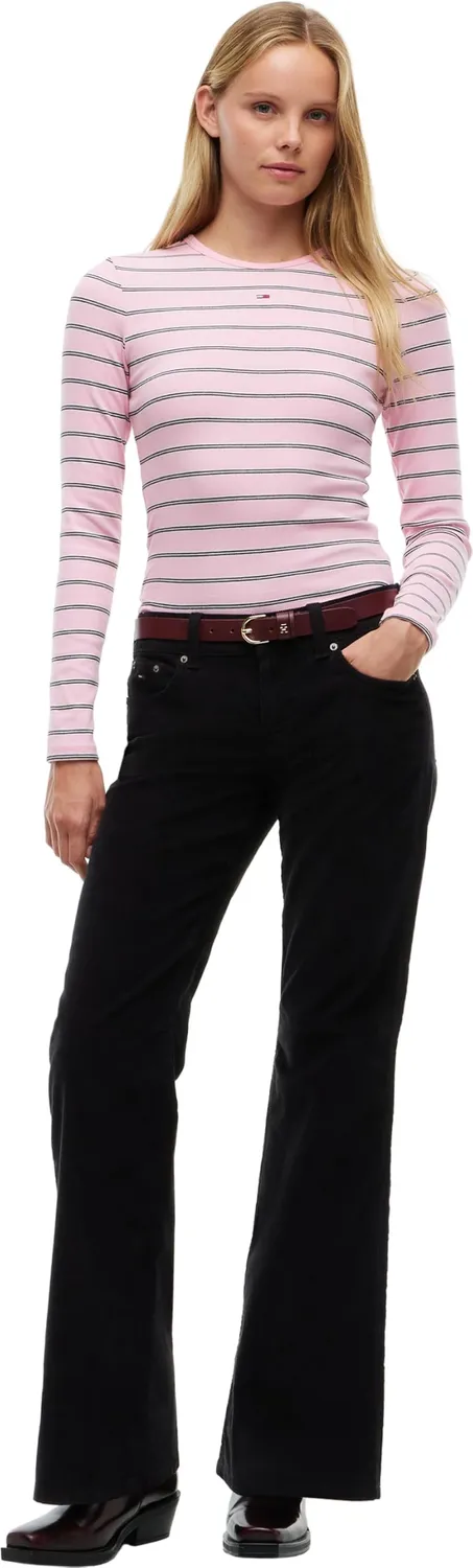 Tommy Jeans Essential Rib Ls DW0DW17387 Langarmshirt Rosa L
