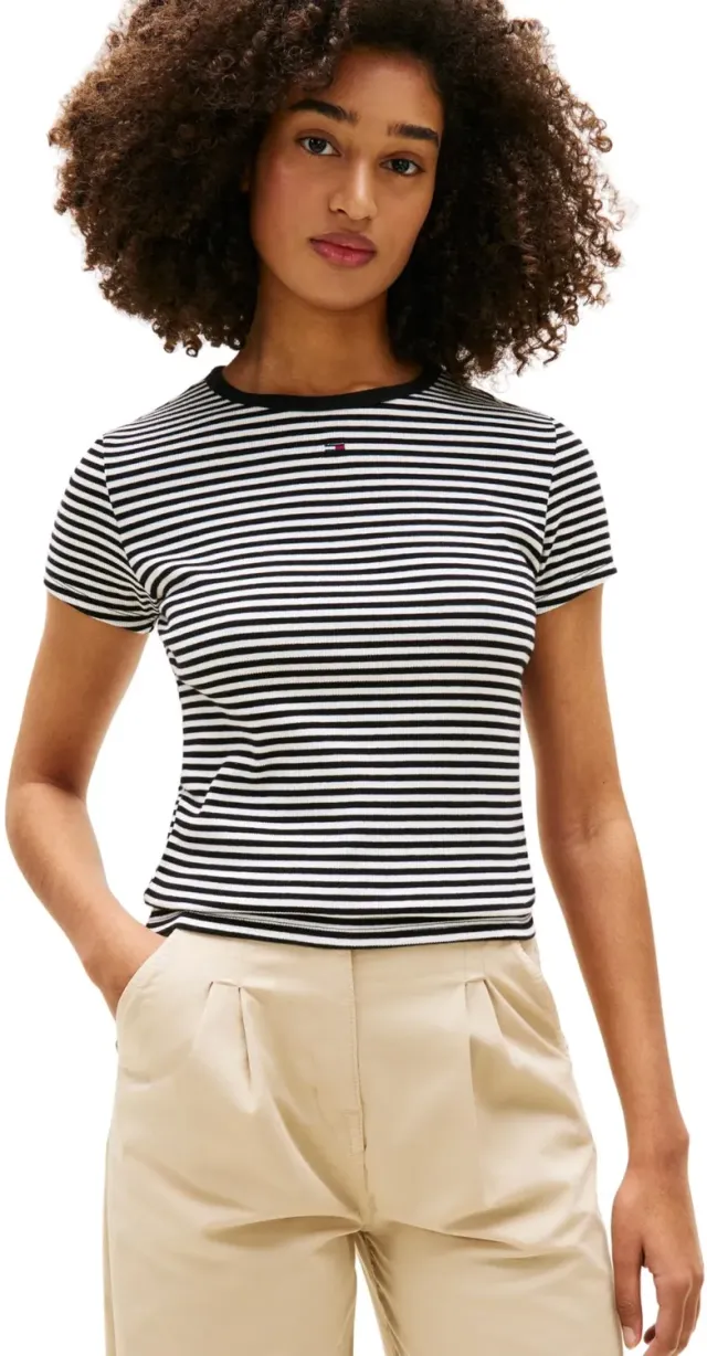 Tommy Jeans Essential Rib Slim Fit T-Shirt L Dunkelrot