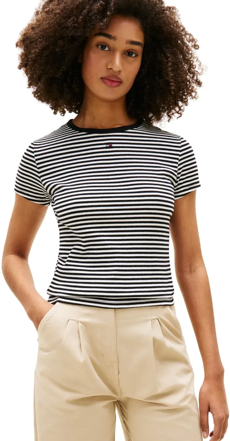 Tommy Jeans Essential Rib Slim Fit T-Shirt L Dunkelrot