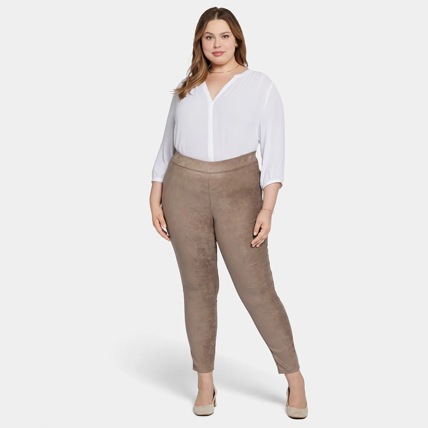 NYDJ Basic Legging Hose Saddlewood Plus Size Wildleder-Optik