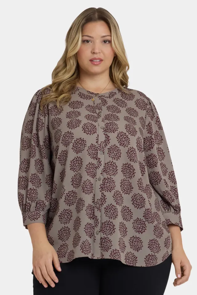 NYDJ Bonnie Bluse Valenton 3/4-Arm 0X Blumendruck