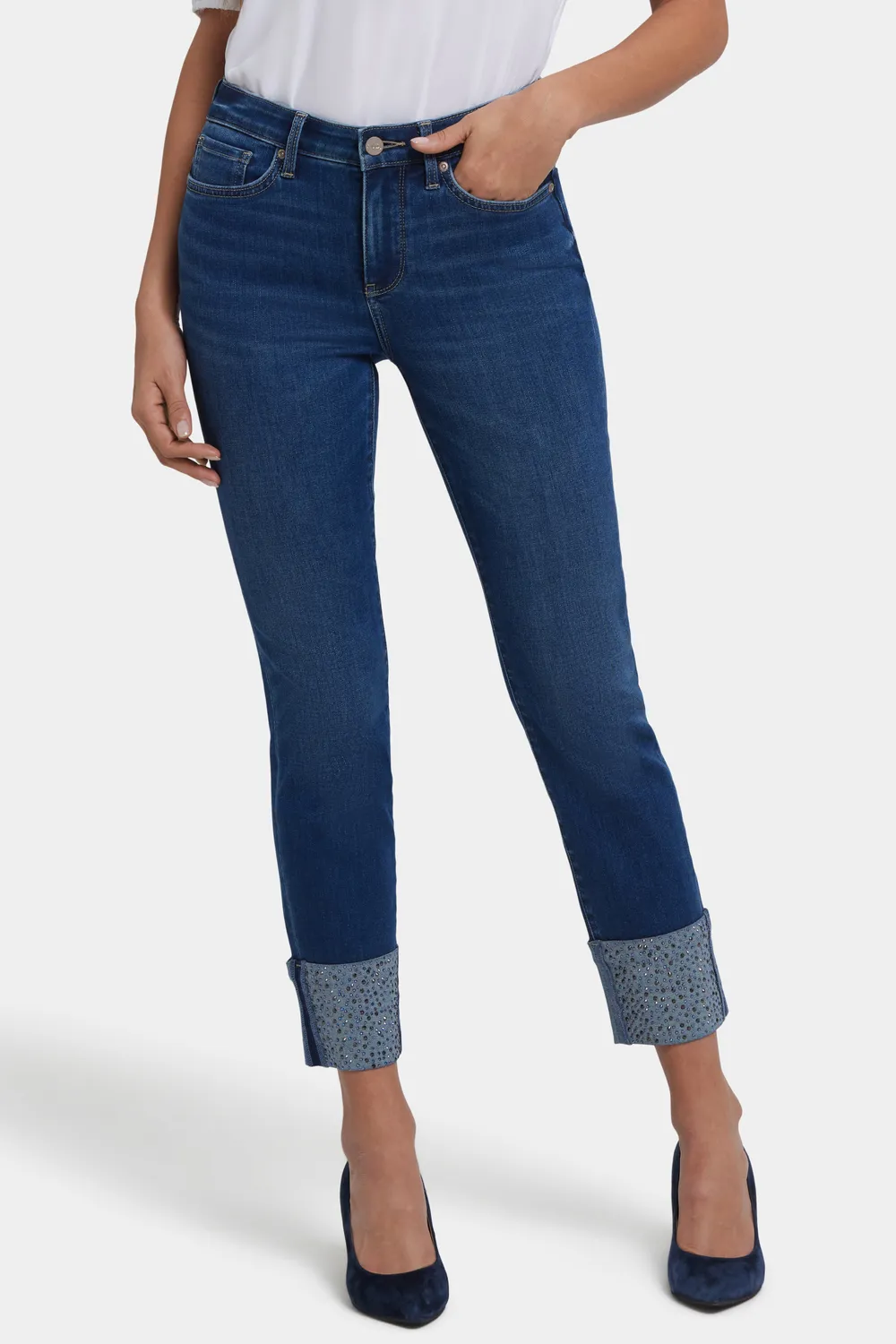NYDJ Sheri Slim Ankle Jeans Vintage Lapis Strass