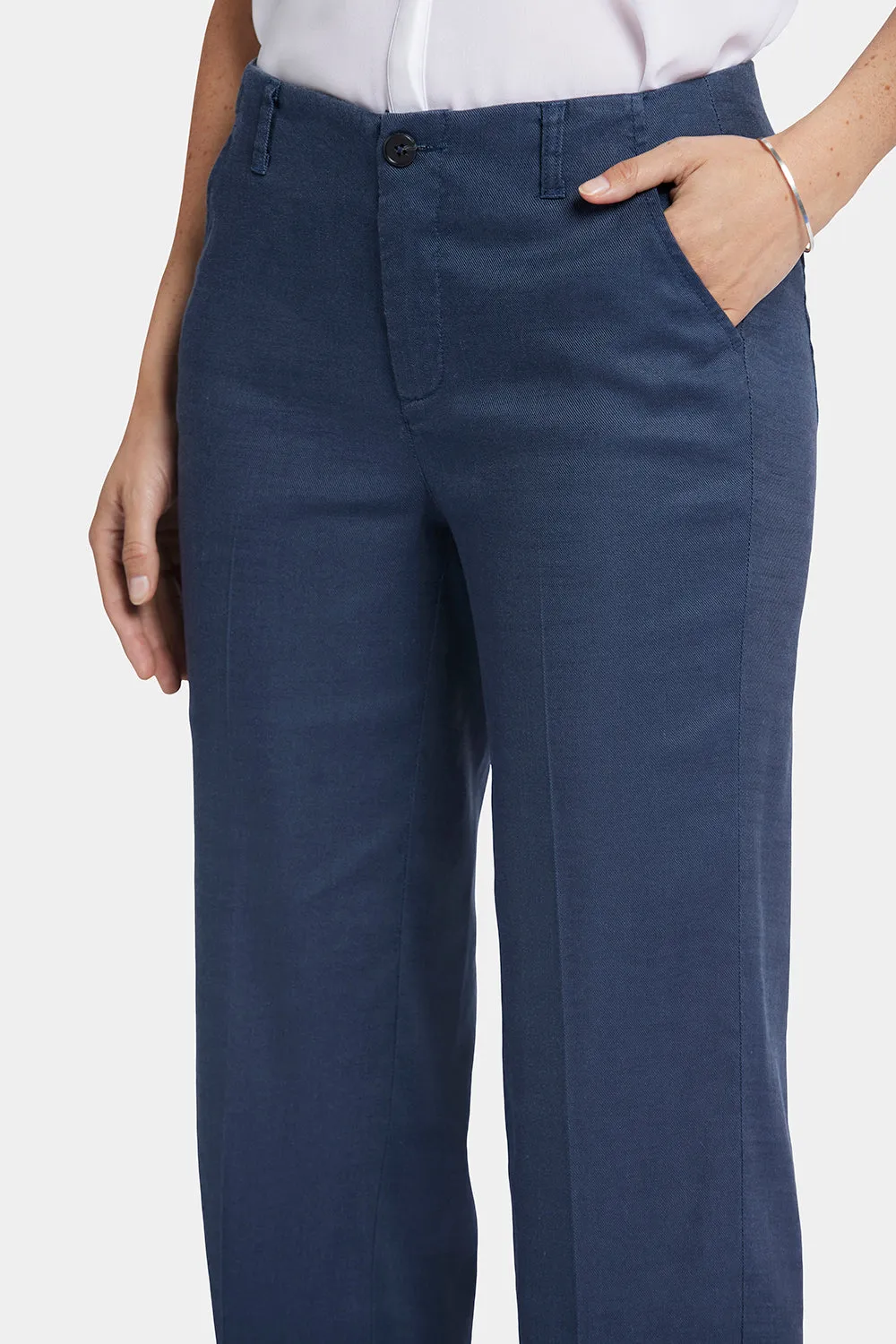 NYDJ Marilyn Straight Pants Oxford Navy Leinen
